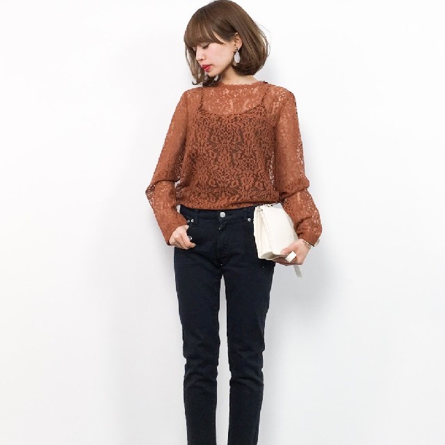 Spick&span ハイネックラッセルレースブラウス