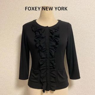 フォクシー(FOXEY)の美品 FOXEY フォクシー フリルカーディガン ショート丈 コンパクト(カーディガン)