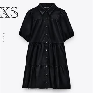 ザラ(ZARA)のZARA フレアワンピース　XS ブラック(ひざ丈ワンピース)