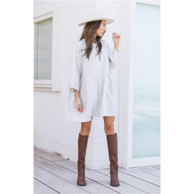 Stand Collar Shirt Dress Beige