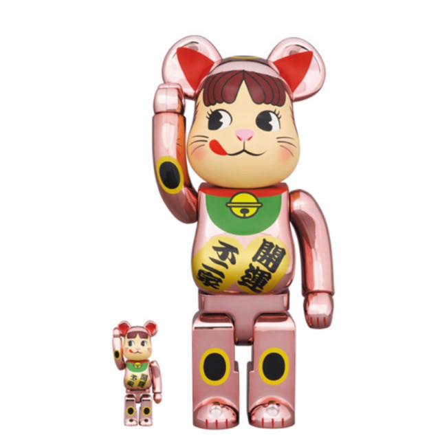 MEDICOM TOY(メディコムトイ)のBE@RBRICK 招き猫 ペコちゃん 桃金メッキ 100％ & 400％ エンタメ/ホビーのフィギュア(その他)の商品写真