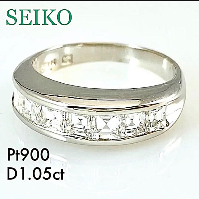 SEIKO - ＜SEIKO＞ Pt900 角ダイヤ 一文字リング D1.05