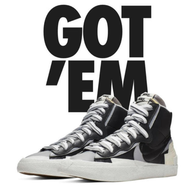 Sacai × Nike Blazer Mid Black Greyスニーカー