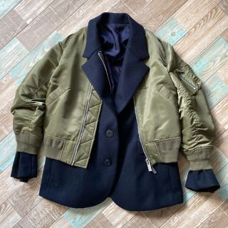 サカイ(sacai)の19AW sacai MA-1 ボンバージャケット 1 オリーブドラブ(ミリタリージャケット)