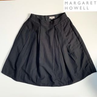 マーガレットハウエル(MARGARET HOWELL)の美品 MARGARET HOWELL バックプリーツフレアスカート サイズ2(ロングスカート)