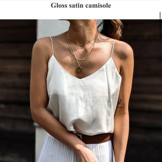 アリシアスタン(ALEXIA STAM)のGloss satin camisole アクレント　aclent 白黒セット(キャミソール)