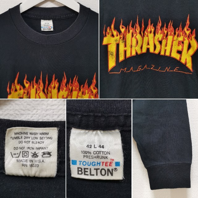 90s THRASHER スラッシャー FLAME ロンT Tシャツ USA製