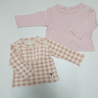 キムラタン(キムラタン)の80 女の子 長袖 ピンク 2 枚セット (Ｔシャツ)