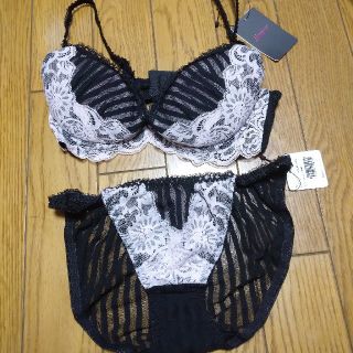 ★Ravijour★ストライプレースブラショーツ★フルバックパンツ下着★ライム★