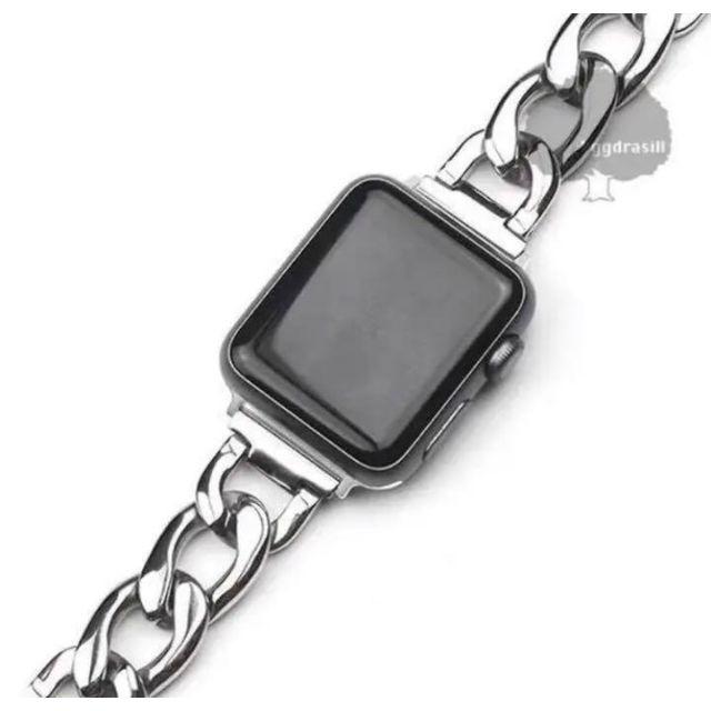 アップルウォッチ 42mm/44mm チェーン 銀 腕時計バンド 5 4 3 メンズの時計(金属ベルト)の商品写真