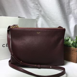 セリーヌ(celine)の9/20まで限定✨美品✨CELINE トリオ　スモール　バーガンディ　ショルダー(ショルダーバッグ)