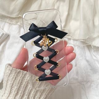 ‪レースアップ iPhoneケース♡プレゼント 量産型 スマホケース くま 韓国(Androidケース)