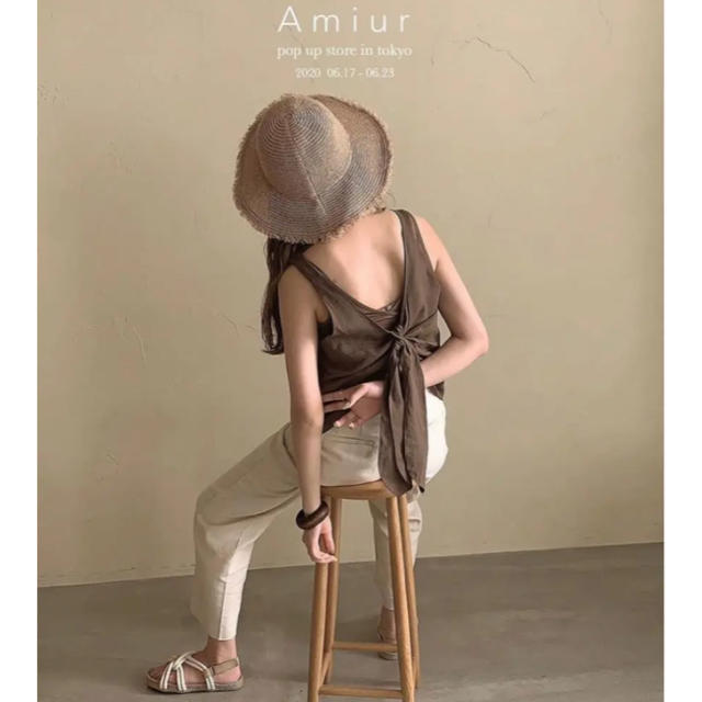 TODAYFUL(トゥデイフル)のAmiur 2way ribbon no sleeve brown レディースのトップス(カットソー(半袖/袖なし))の商品写真