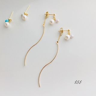 スワロフスキー(SWAROVSKI)の2way スワロフスキー パール × ウェーブ ♡ ラベンダー (ピアス)