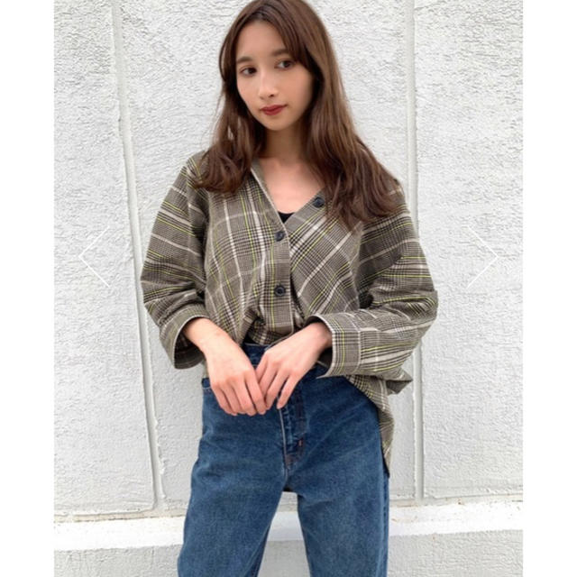 moussy(マウジー)のMOUSSY❤︎OPEN COLLAR SUCKER PLAID SHIRT レディースのトップス(シャツ/ブラウス(長袖/七分))の商品写真