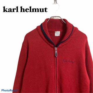 カールヘルム(Karl Helmut)の【M】karl helmut カールヘルム ニットジャケット ジップアップ 赤(ニット/セーター)