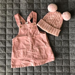 エイチアンドエム(H&M)のピンクのワンピースとニット帽セット H&M ミニー　70cm(その他)