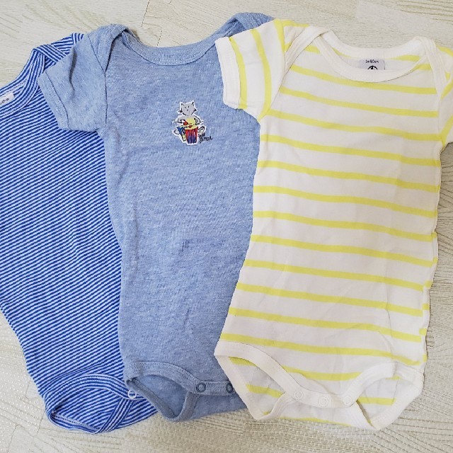 PETIT BATEAU(プチバトー)の【Lala様専用】プチバトー　ベビー　ボディスーツ　3点セット キッズ/ベビー/マタニティのベビー服(~85cm)(ロンパース)の商品写真