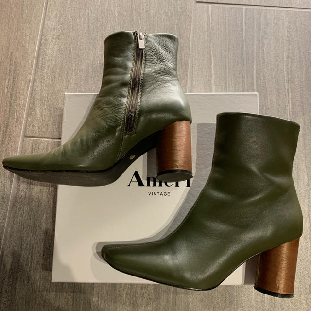 レディース【AMERI】 WOOD CIRCLE HEEL BOOTS