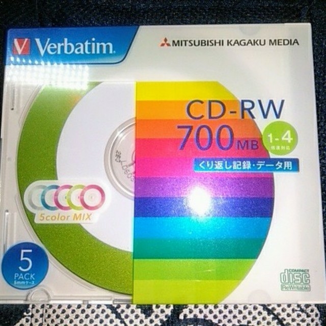 三菱(ミツビシ)の① 新品5枚】CD-RW【ﾃﾞｰﾀ用 700MB】三菱化学  スマホ/家電/カメラのPC/タブレット(その他)の商品写真