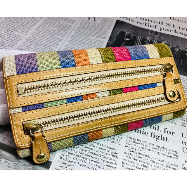 COACH - 【COACH】キャンバス×レザー製 カラフル柄 長財布の通販 by