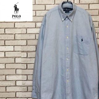 ポロラルフローレン(POLO RALPH LAUREN)の海外古着 POLO RALPH LAUREN 長袖ブルーシャツ ロゴ刺繍入り M(シャツ)