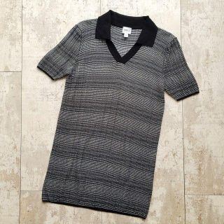 アルマーニ コレツィオーニ(ARMANI COLLEZIONI)のアルマーニ コレツィオーニ ☆襟付き ボーダー 半袖 ニット 48 ストレッチ(ポロシャツ)