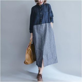 期間限定価格 秋服 大人カジュアル リラックス シャツワンピース 体型カバー(ロングワンピース/マキシワンピース)