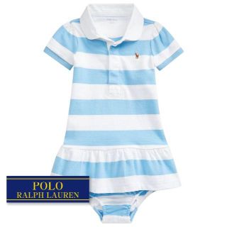 ラルフローレン(Ralph Lauren)の☆新品☆ 70 ラルフローレン ストライプドレス＆ブルマ ブルー系  0042(ドレス/フォーマル)