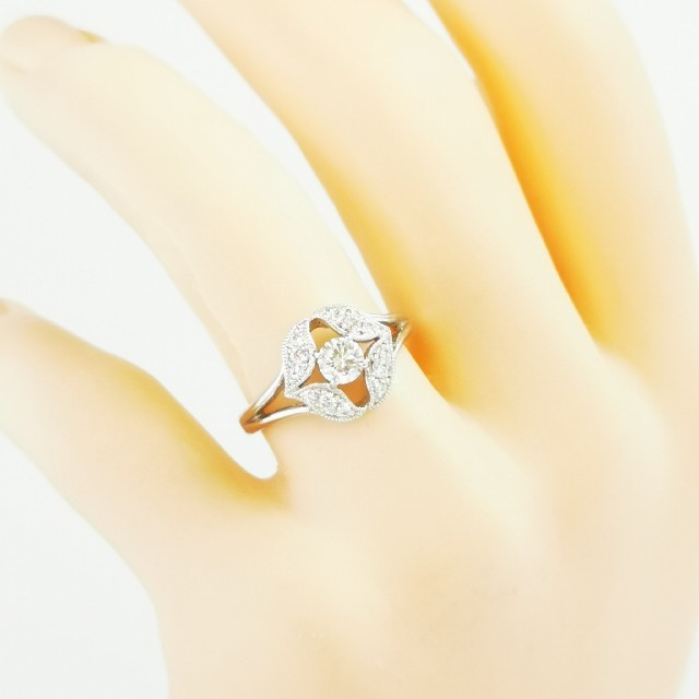 Pt900 ダイヤモンド ミルグレイン レディース リング レディースのアクセサリー(リング(指輪))の商品写真