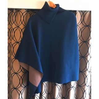 マルニ(Marni)のmarniマルニポンチョアシンメトリー変形タートルネックネイビーブラウンブラック(ニット/セーター)