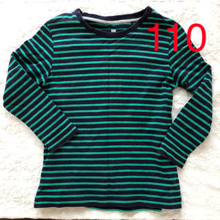 ユニクロ(UNIQLO)のユニクロ　ロング Tシャツ　110サイズ　長袖　ボーダー　綿100%  ロンT(Tシャツ/カットソー)