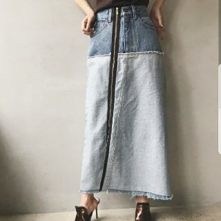 AMERI INSIDE OUT ZIPPER DENIM SKIRT