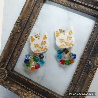 itsumi様専用 cat bijou pierce 2way ネコ イヤリング(イヤリング)