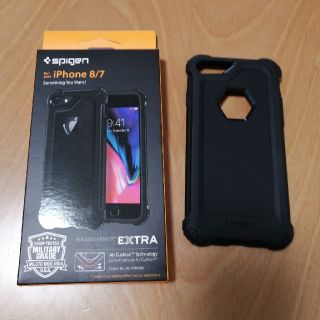 シュピゲン(Spigen)のケース2個 新品未使用と美品 iPhone 8 7 シュピゲン 9Hガラス(iPhoneケース)