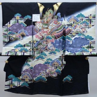 お宮参り 産着 男児 正絹 のしめ 祝着 金刺繍 綸子地 NO26916(お宮参り用品)