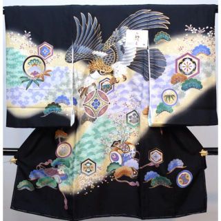 お宮参り 産着 男児 正絹 のしめ 祝着 金刺繍 羽二重 NO29477(お宮参り用品)