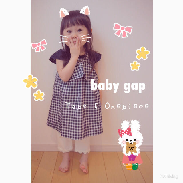 babyGAP(ベビーギャップ)のギンガムチェックワンピ セット キッズ/ベビー/マタニティのキッズ服女の子用(90cm~)(ワンピース)の商品写真