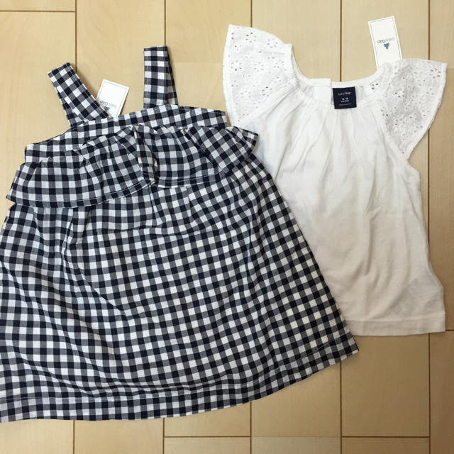 babyGAP(ベビーギャップ)のギンガムチェックワンピ セット キッズ/ベビー/マタニティのキッズ服女の子用(90cm~)(ワンピース)の商品写真