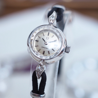 オメガ(OMEGA)のOH済 美品✨オメガ K18 金無垢 ダイヤ時計✨ティファニー ロレックス(腕時計)