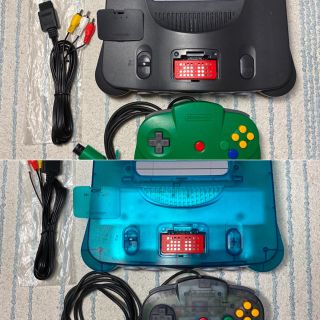 ニンテンドウ64(NINTENDO 64)の【清掃済み】ニンテンドー64 拡張パック付 クリアブルーなど 本体2セット(家庭用ゲーム機本体)