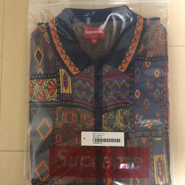 supreme Patchwork Knit Zip Up Polo