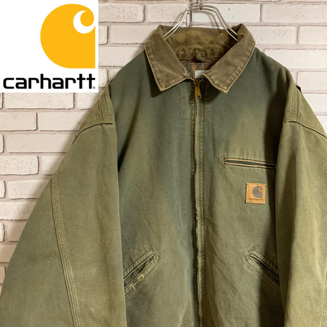 90s carhartt XL ダック生地 ジャケット レザータグ ビッグサイズ