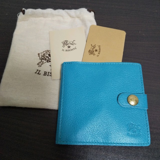 新品 イルビゾンテ 本革 レザー ウォレット 財布 折り財布 ターコイズ