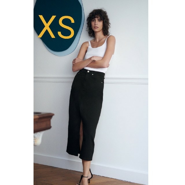 ZARA - ZARA LIZZY ミディ丈ブラックタイトスカート デニムスカート XS