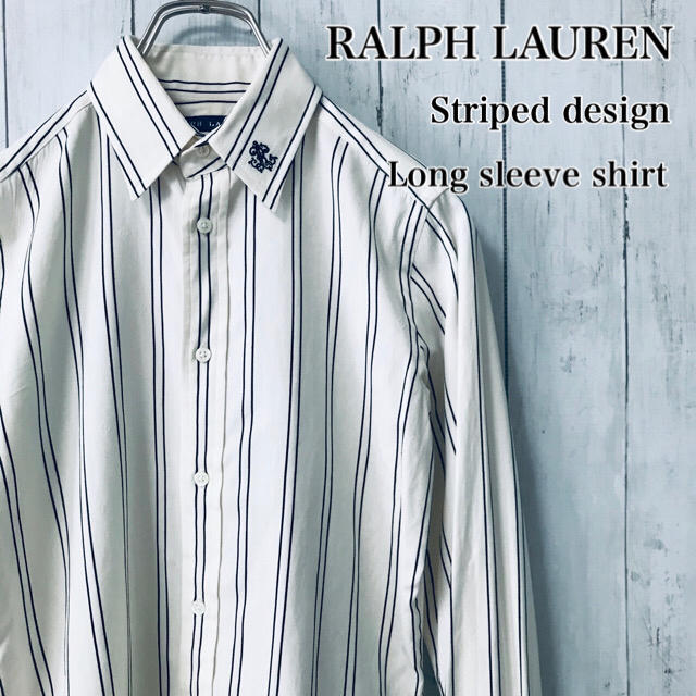 Ralph Lauren(ラルフローレン)のラフルローレン　シャツ　長袖　白　ストライプ　ワンポイント　130　7 キッズ/ベビー/マタニティのキッズ服女の子用(90cm~)(ブラウス)の商品写真