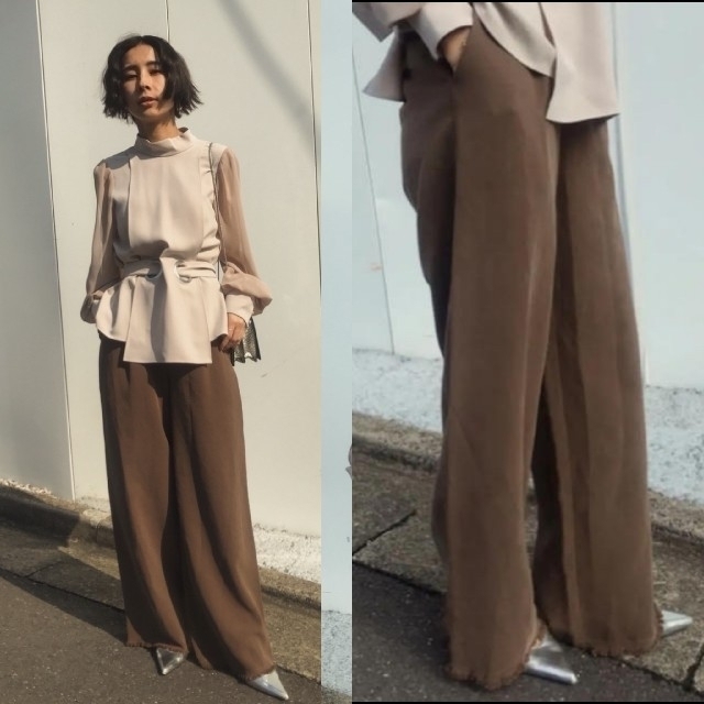 Ameri VINTAGE(アメリヴィンテージ)のAmeri　【タグ付未使用】フリンジ　TWILL BASIC PANTS レディースのパンツ(カジュアルパンツ)の商品写真