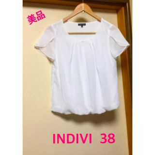 インディヴィ(INDIVI)の美品  INDIVI  シフォン ブラウス カットソー 38  白 M  9号(シャツ/ブラウス(半袖/袖なし))