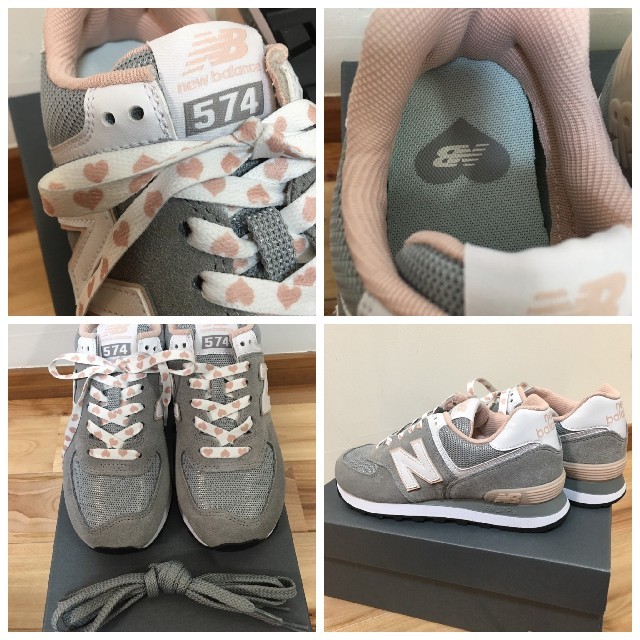 New Balance(ニューバランス)のかおちゃん様【新品】ニューバランス 574（グレー×ピンク×ハート:23.0㎝） レディースの靴/シューズ(スニーカー)の商品写真