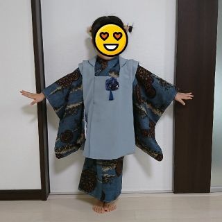 新品☆ 七五三 ３歳 着物セット 〜着物＋被布＋長襦袢＋バッグ～ 男の子用(和服/着物)